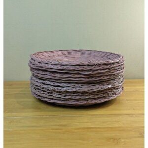 Vintage Woven Basket Plate Holders Lavender Set Of 12 10" Diameter